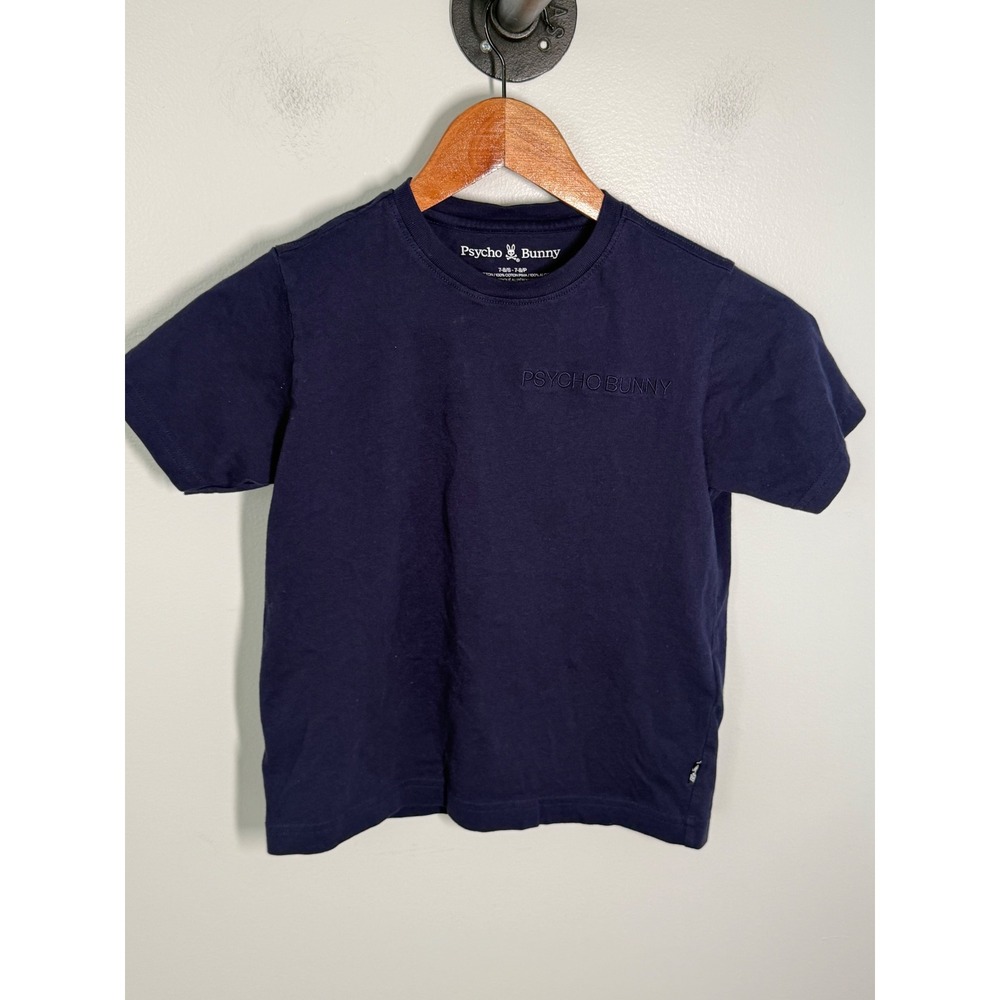 Psycho Bunny Boys Navy Blue Ski Graphic Pima Cotton T-Shirt Size 7-8 S